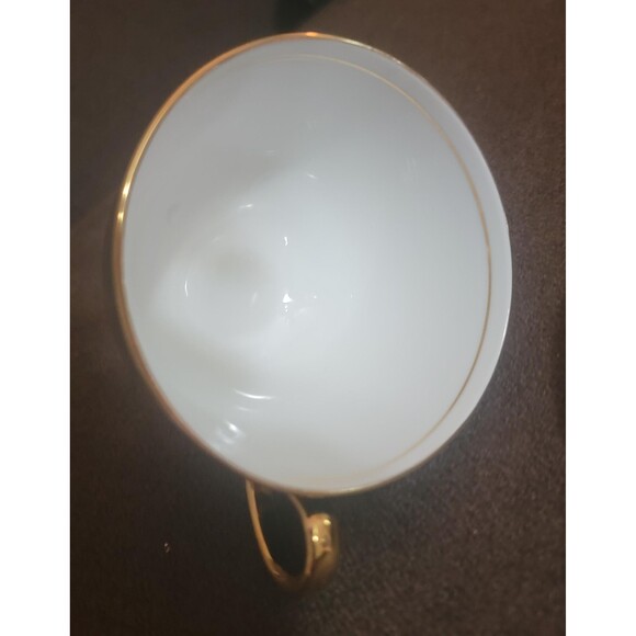 Aynsley England Bone China Tea Cup Saucer Shiny Black Gold stripe 1930s VTG - Picture 7 of 10